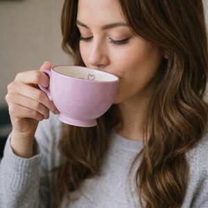 Starbucks 2006 Purple Heart Coffee/Tea Cup with Saucer Plate.